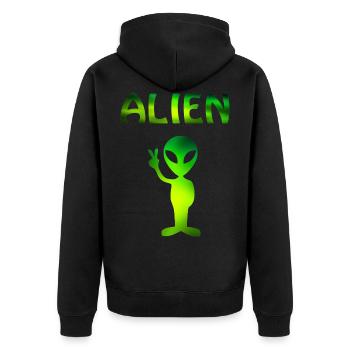Alien - Unisex Premium Bio Zip Hoodie - Schwarz - Hinten - Nico (187cm)