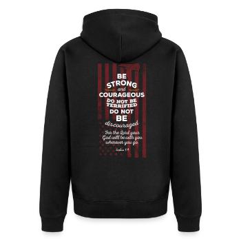 Thin red line firefighter bible verse christian - Unisex Premium Organic Zip Hoodie - black - Back - Nico (187cm)
