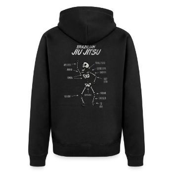 Anatomie bjj brasilianische Jiu Jitsu Kampfkünste - Unisex Premium Bio Zip Hoodie - Schwarz - Hinten - Nico (187cm)