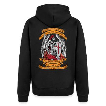 Ritter Templer Ich bin ein Kind von Gott Shirt Halloween - Unisex Premium Bio Zip Hoodie - Schwarz - Hinten - Nico (187cm)