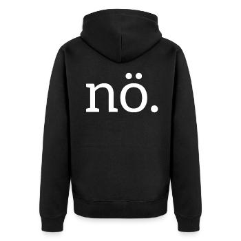 cooles nö nein no nope Shirt - Unisex Premium Bio Zip Hoodie - Schwarz - Hinten - Nico (187cm)