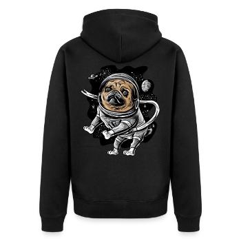 Astronaut Pug Astropug Pet for Space Pug Lover - Unisex Premium Organic Zip Hoodie - black - Back - Nico (187cm)