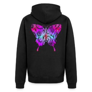 Psytrance Goa gift - Unisex Premium Organic Zip Hoodie - black - Back - Nico (187cm)