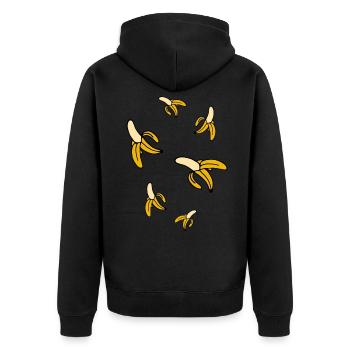Bananen - Unisex Premium Bio Zip Hoodie - Schwarz - Hinten - Nico (187cm)