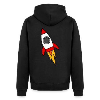Rote Rakete - Unisex Premium Bio Zip Hoodie - Schwarz - Hinten - Nico (187cm)