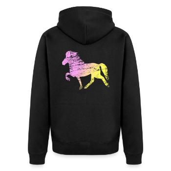 Icelandic Horse: Islandpferd Pferd Pony Merch - Unisex Premium Bio Zip Hoodie - Schwarz - Hinten - Nico (187cm)