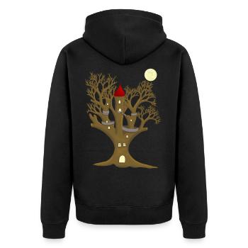 Fantasy TreeHouse Forest Tree Child Kids Fairy Tale - Unisex Premium Organic Zip Hoodie - black - Back - Nico (187cm)
