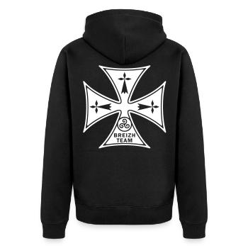 breizh hermine cross triskel - Unisex Premium Organic Zip Hoodie - black - Back - Nico (187cm)