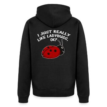 Ladybug lucky lucky beetle ladybug saying - Unisex Premium Organic Zip Hoodie - black - Back - Nico (187cm)