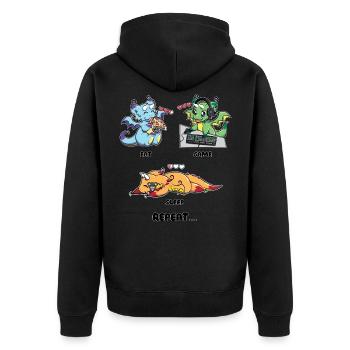 Eat Game Sleep Repeat - Gaming Dragon Geek Life - Unisex Premium Organic Zip Hoodie - black - Back - Nico (187cm)