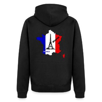 Frankreich Paris Eiffelturm - Unisex Premium Bio Zip Hoodie - Schwarz - Hinten - Nico (187cm)