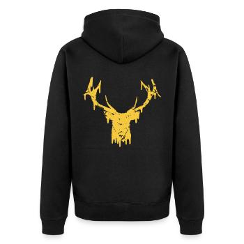 #superior: Deer - Unisex Premium Organic Zip Hoodie - black - Back - Nico (187cm)