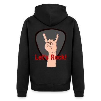 Lets rock - Unisex Premium Organic Zip Hoodie - black - Back - Nico (187cm)