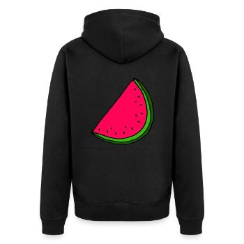 watermelon - Unisex Premium Organic Zip Hoodie - black - Back - Nico (187cm)