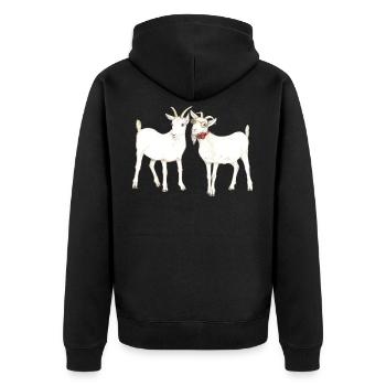 2 lustige Ziegen, super Geschenk fuer Ziegen Fans - Unisex Premium Bio Zip Hoodie - Schwarz - Hinten - Nico (187cm)