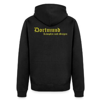 Dortmund - Unisex Premium Bio Zip Hoodie - Schwarz - Hinten - Nico (187cm)