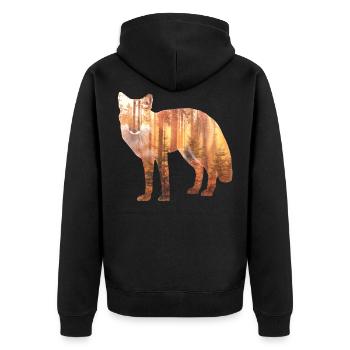 Fuchs Wald Geschenk Geschenkidee - Unisex Premium Bio Zip Hoodie - Schwarz - Hinten - Nico (187cm)