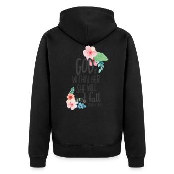 Bibel inspirierend zitiert Gott in ihrem Fall nicht - Unisex Premium Bio Zip Hoodie - Schwarz - Hinten - Nico (187cm)