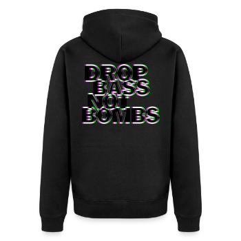 Techno drop bass not bombs - Veste à capuche bio Premium Unisexe - noir - Dos - Nico (187cm)