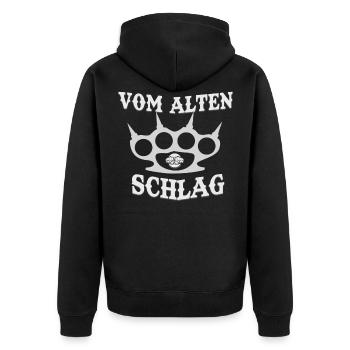Vom alten Schlag - Unisex Premium Bio Zip Hoodie - Schwarz - Hinten - Nico (187cm)