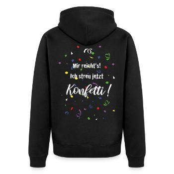 Konfetti Fasching Karneval Helau Party Feier - Unisex Premium Bio Zip Hoodie - Schwarz - Hinten - Nico (187cm)