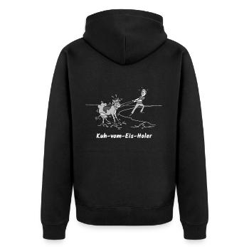 Geschenkidee für Troubleshooter - Unisex Premium Bio Zip Hoodie - Schwarz - Hinten - Nico (187cm)