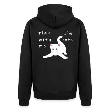 Cat playing cute kitten Kitty meow kitten - Unisex Premium Organic Zip Hoodie - black - Back - Nico (187cm)