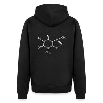 Coffee - Structural Formula - Chemical Assembly - Unisex Premium Organic Zip Hoodie - black - Back - Nico (187cm)