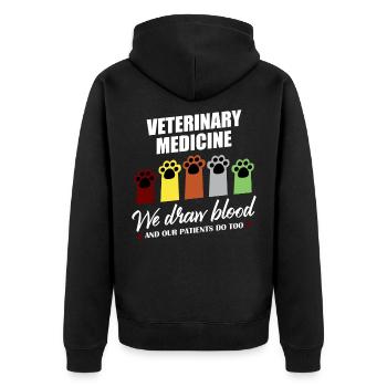 Tierarzthelfer Veterinärmedizin Tiermedizin Shirt - Unisex Premium Bio Zip Hoodie - Schwarz - Hinten - Nico (187cm)