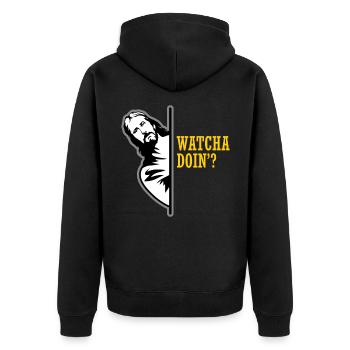 Lustiges Jesus Geschenk Meme Religiöser Witz - Unisex Premium Bio Zip Hoodie - Schwarz - Hinten - Nico (187cm)