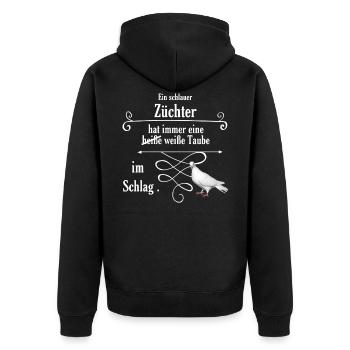 Taubenzüchter Shirt - Spruchshirt - Funshirt Taube - Unisex Premium Bio Zip Hoodie - Schwarz - Hinten - Nico (187cm)