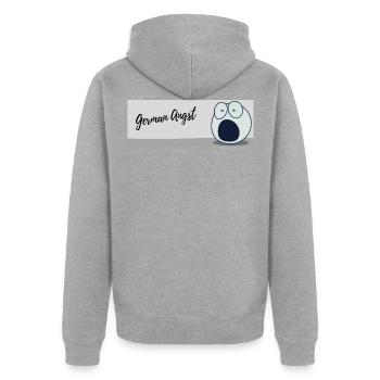 German Angst - Unisex Premium Bio Zip Hoodie - Grau meliert - Hinten - Nico (187cm)