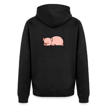 Porc fatigué. Cadeau mignon mignon. - Veste à capuche bio Premium Unisexe - noir - Dos - Nico (187cm)