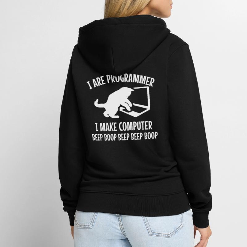 Programmeur Cat Gift Programming Programmation Mitze Veste à capuche bio Premium Unisexe