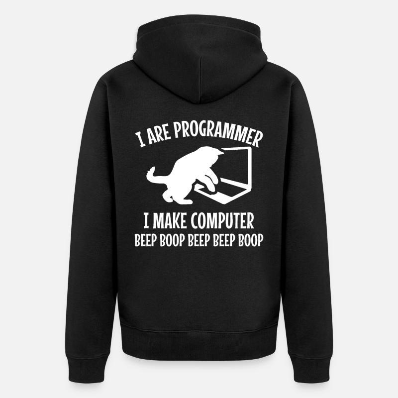 Programmierer Katze Geschenk Programmieren Mitze - Unisex Premium Bio Zip Hoodie - Schwarz