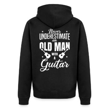 Guitare vieux cadeau musicien guitare - Veste à capuche bio Premium Unisexe - noir - Dos - Nico (187cm)