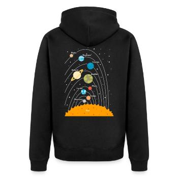 Astronomie Astrologe Weltraum Planeten Geschenk - Unisex Premium Bio Zip Hoodie - Schwarz - Hinten - Nico (187cm)