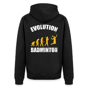 Badminton Evolution Federball Sport - Unisex Premium Organic Zip Hoodie - black - Back - Nico (187cm)