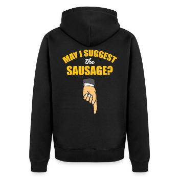 Puis-je recommander la saucisse - verdict offensif - Veste à capuche bio Premium Unisexe - noir - Dos - Nico (187cm)