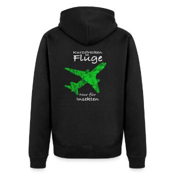 Kurzstreckenflüge nur für Insekten - Umweltschutz - Unisex Premium Bio Zip Hoodie - Schwarz - Hinten - Nico (187cm)