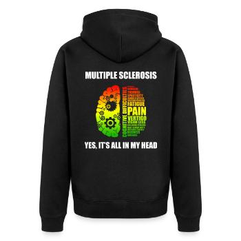 Sclérose en plaques MS TShirt - Tout dans ma tête - Veste à capuche bio Premium Unisexe - noir - Dos - Nico (187cm)