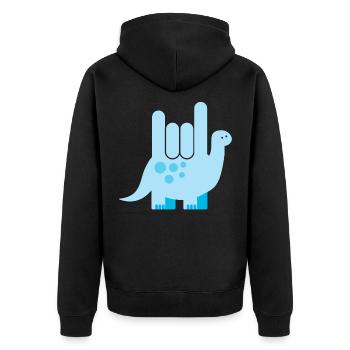 Gebärdensprache Dinosaurier - Ich Liebe Dich - Unisex Premium Bio Zip Hoodie - Schwarz - Hinten - Nico (187cm)