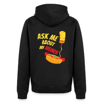 Frag mich nach meiner Wurst - Unisex Premium Bio Zip Hoodie - Schwarz - Hinten - Nico (187cm)