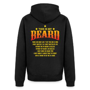 Lustiger Bart Männer Spruch - Vatertag Geschenk - Unisex Premium Bio Zip Hoodie - Schwarz - Hinten - Nico (187cm)
