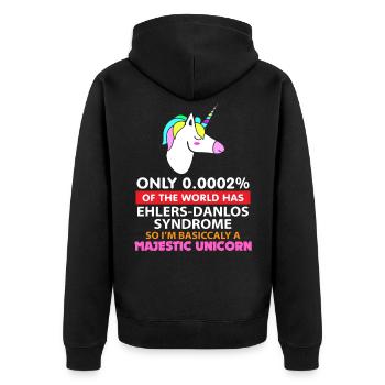 Syndrome de Ehlers Danlos - Licorne majestueuse - Veste à capuche bio Premium Unisexe - noir - Dos - Nico (187cm)