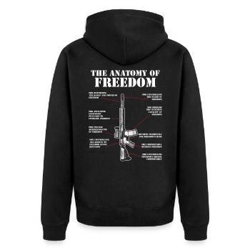 Anatomy of Freedom M4 AR15 Assault Rifle Gun Flag - Unisex Premium Bio Zip Hoodie - Schwarz - Hinten - Nico (187cm)