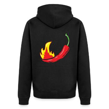 Flammant poivre épicé chaud - sauce chili - Veste à capuche bio Premium Unisexe - noir - Dos - Nico (187cm)