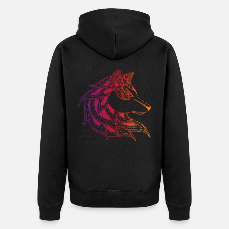 Wolf - Unisex Premium Bio Zip Hoodie - Schwarz