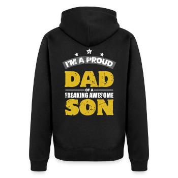 Je suis un père fier d’un grand fils - Veste à capuche bio Premium Unisexe - noir - Dos - Nico (187cm)