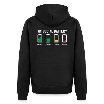 My Social Battery Is Dying - Introverted - Unisex Premium Organic Zip Hoodie - black - Back - Nico (187cm)